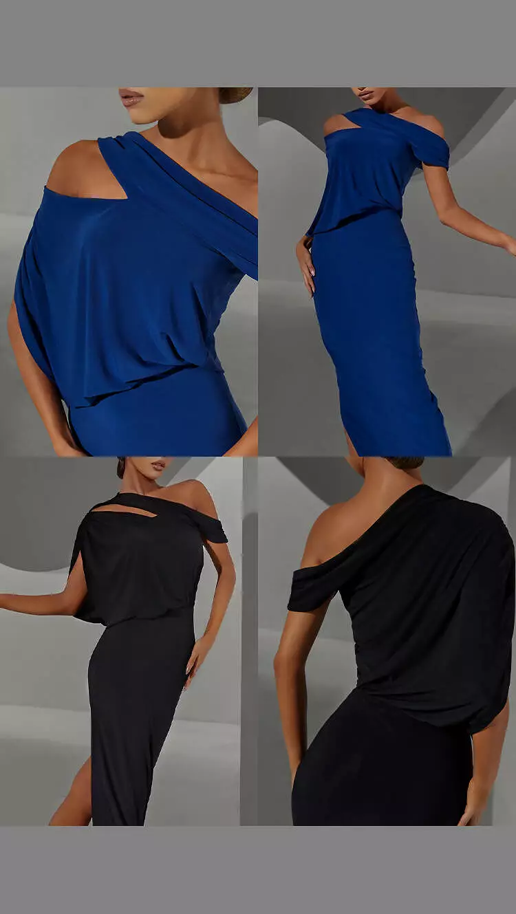 Stunning Blue/Black One-Shoulder Practice Dress - 2304