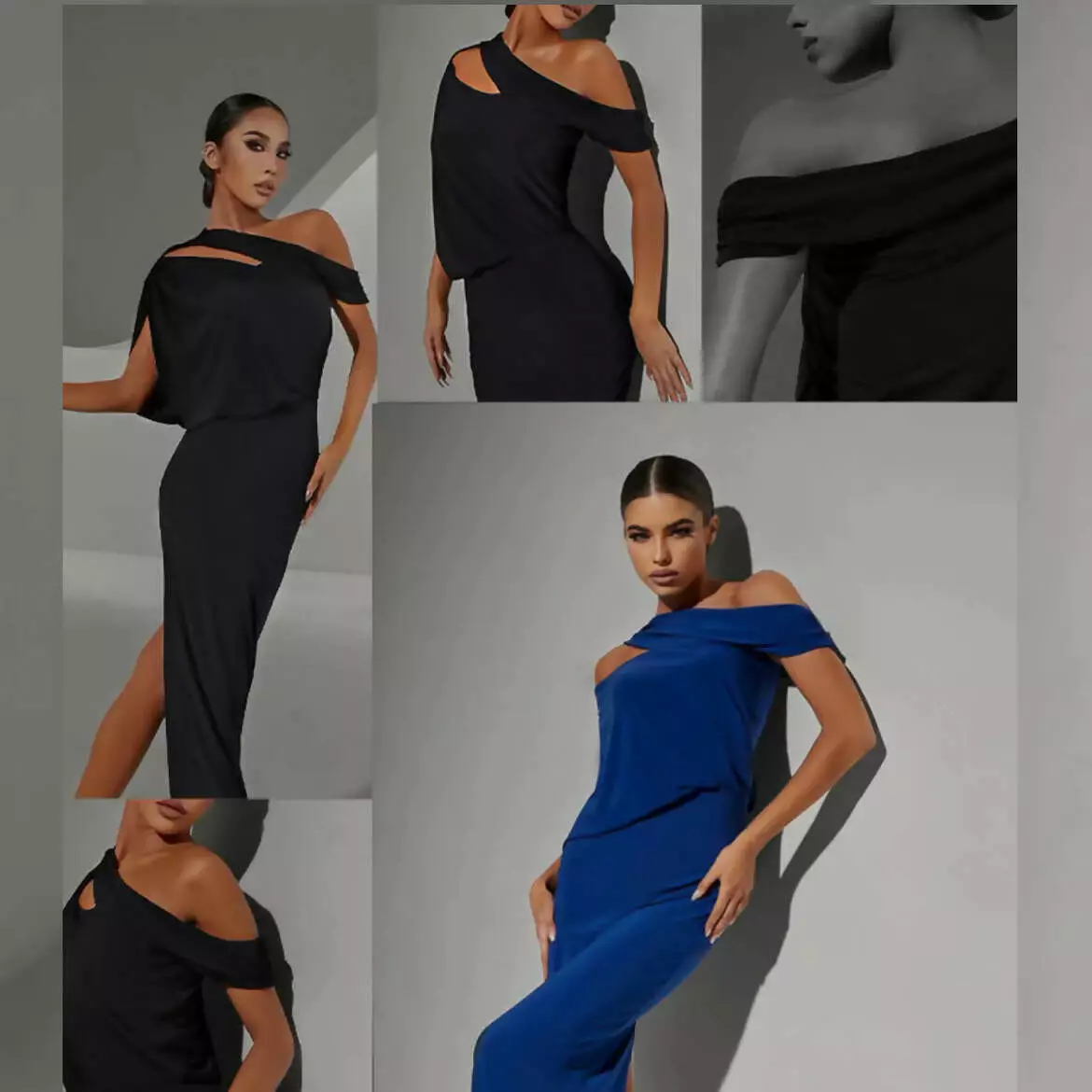 Stunning Blue/Black One-Shoulder Practice Dress - 2304