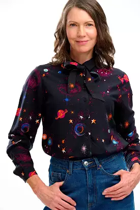 Sugarhill Catrina Shirt - Black Colourful Universe; Floral Print; Women's Blouse