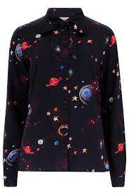 Sugarhill Catrina Shirt - Black Colourful Universe; Floral Print; Women's Blouse