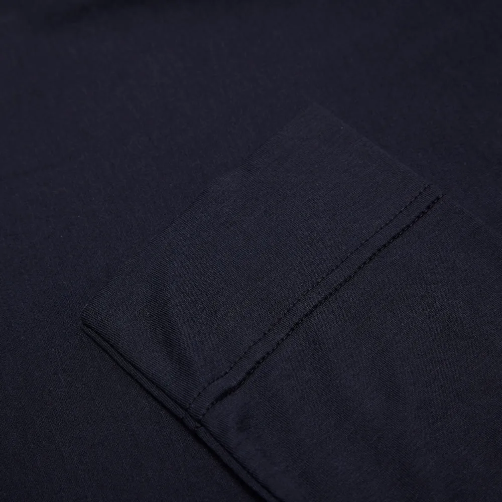 Sunspel Navy Long Sleeve Jersey Polo Shirt