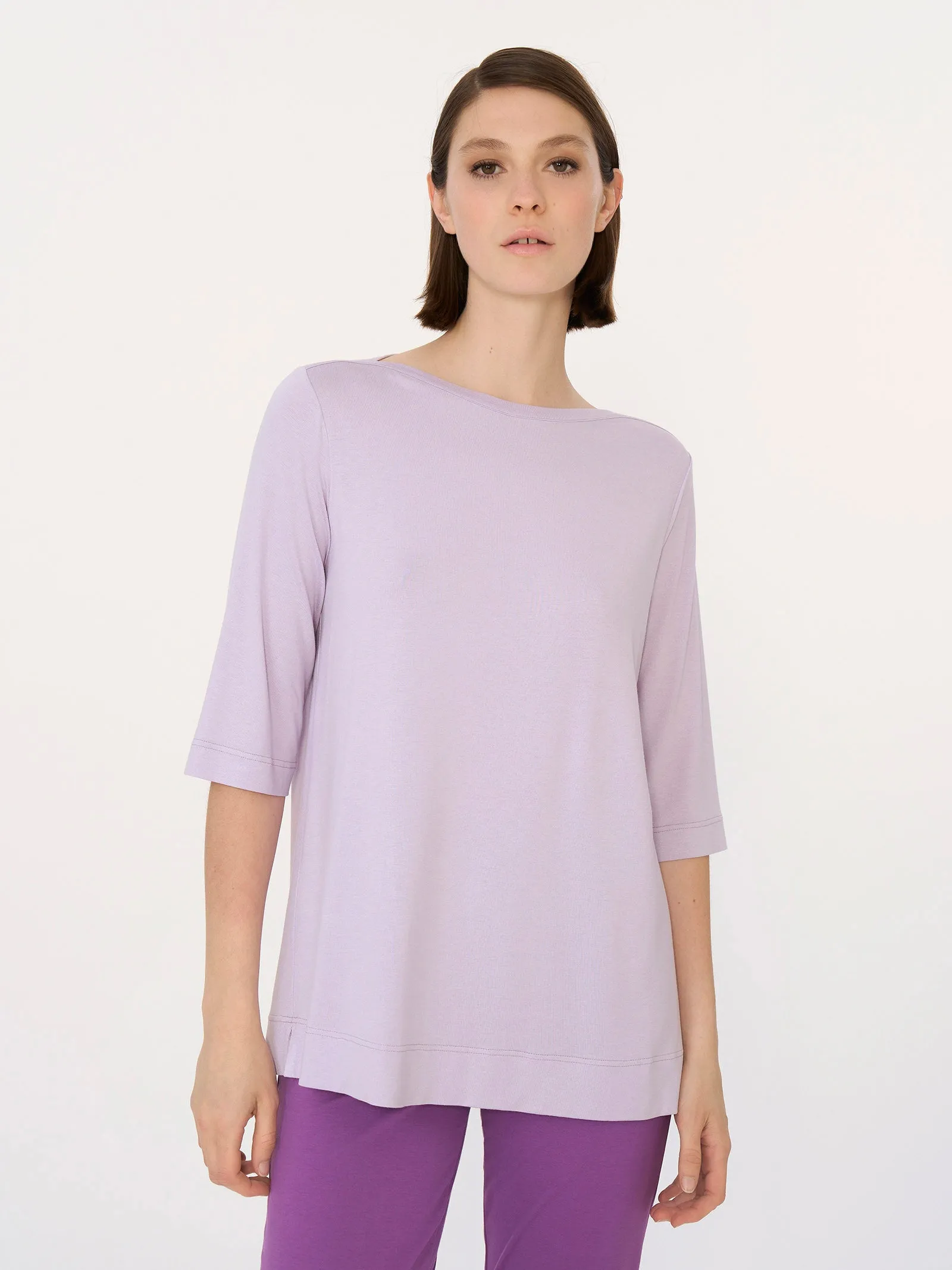 Quiet Green 3/4 Sleeve Viscose Blend T-Shirt