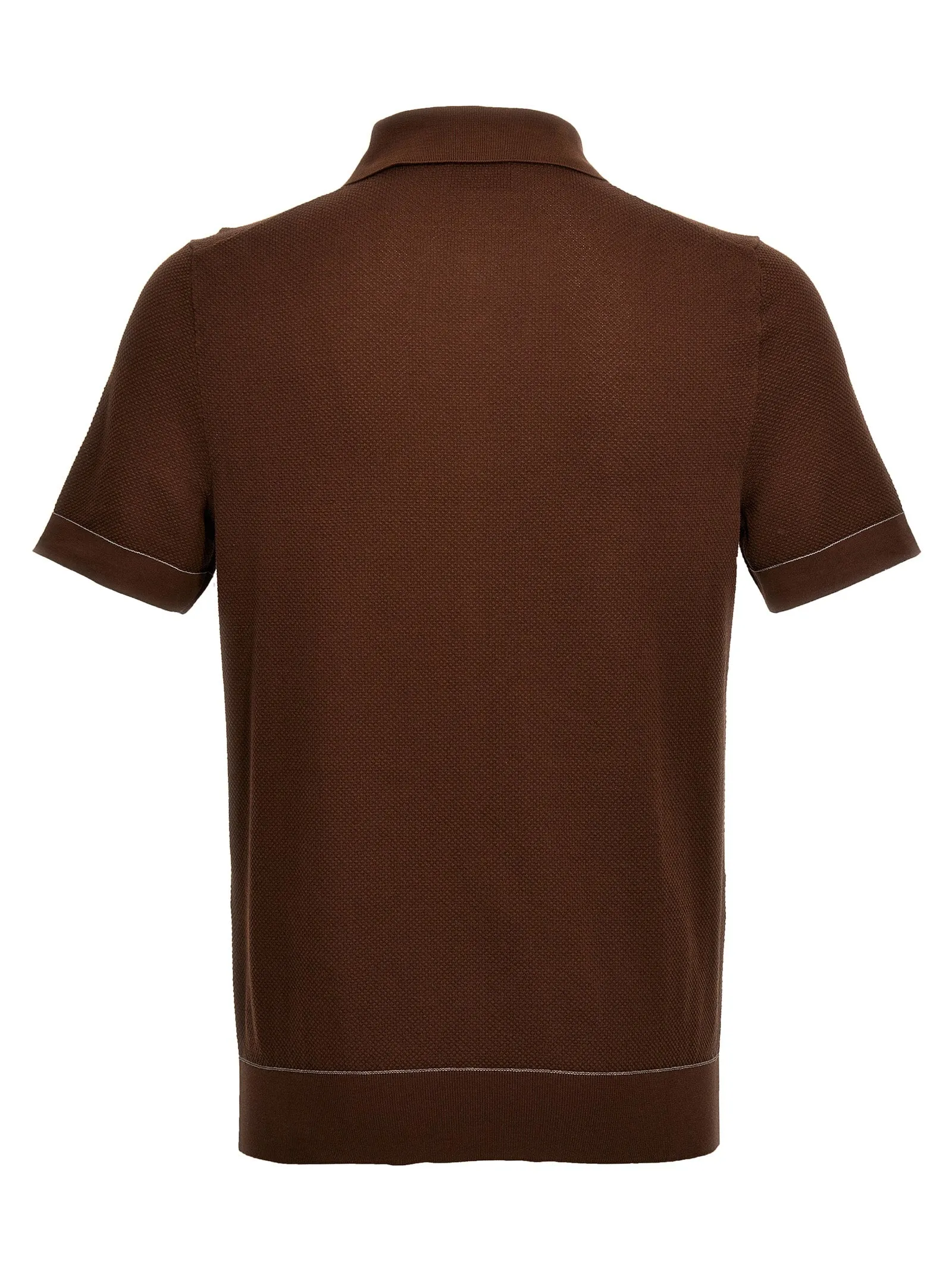 Textured Shirt Polo Brown