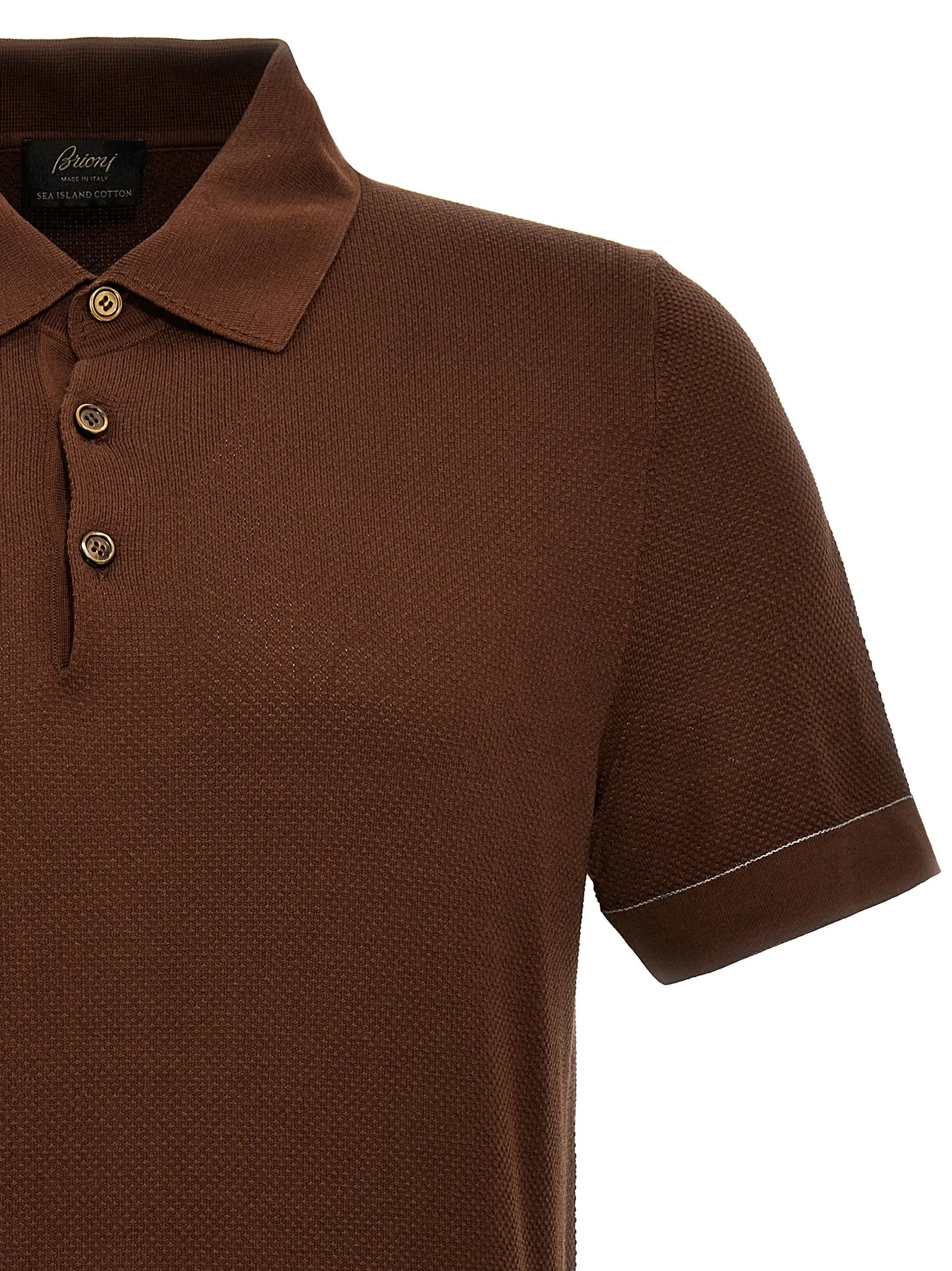 Textured Shirt Polo Brown