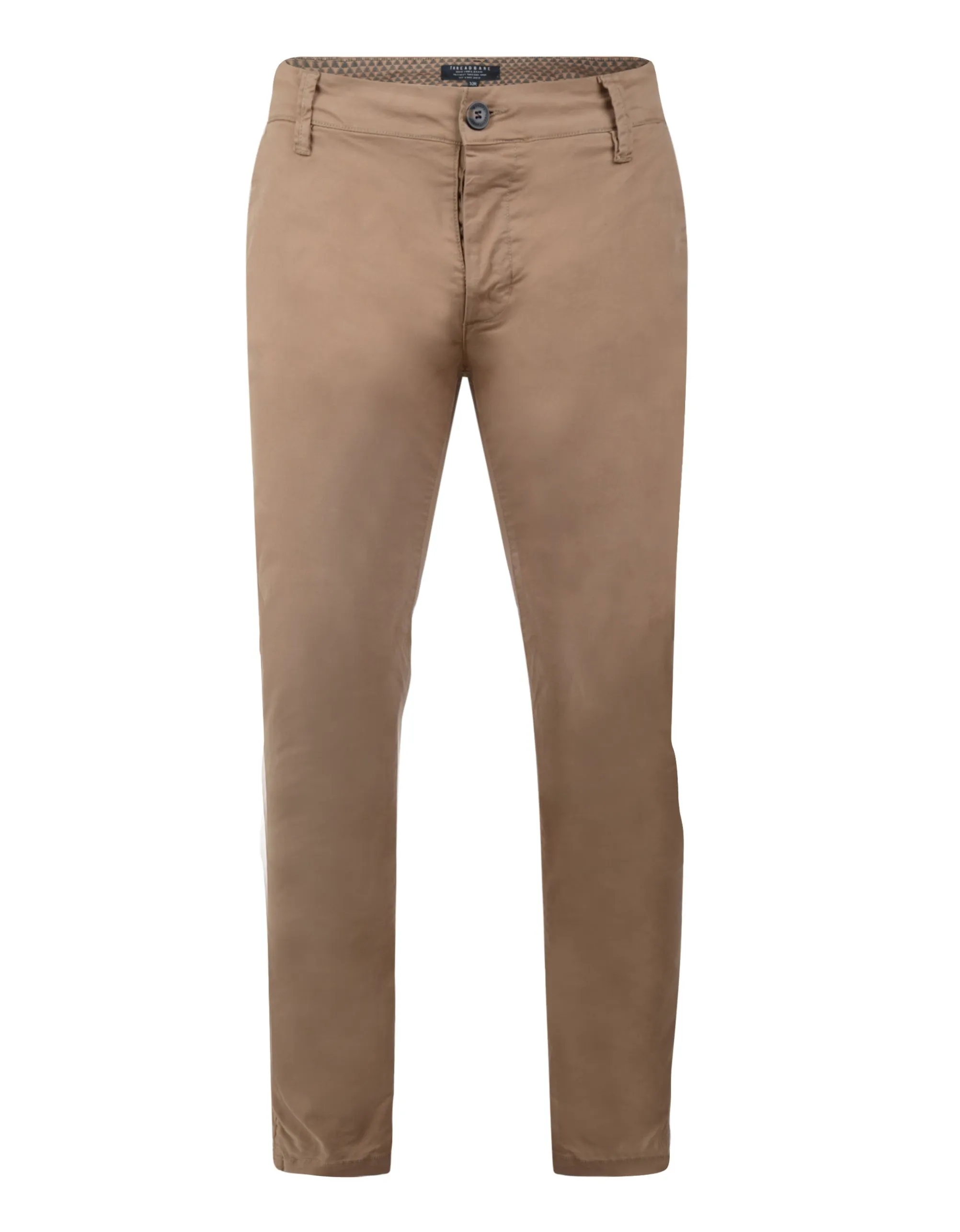 Threadbare Saloon Slim Fit Cotton Chinos in Dark Stone