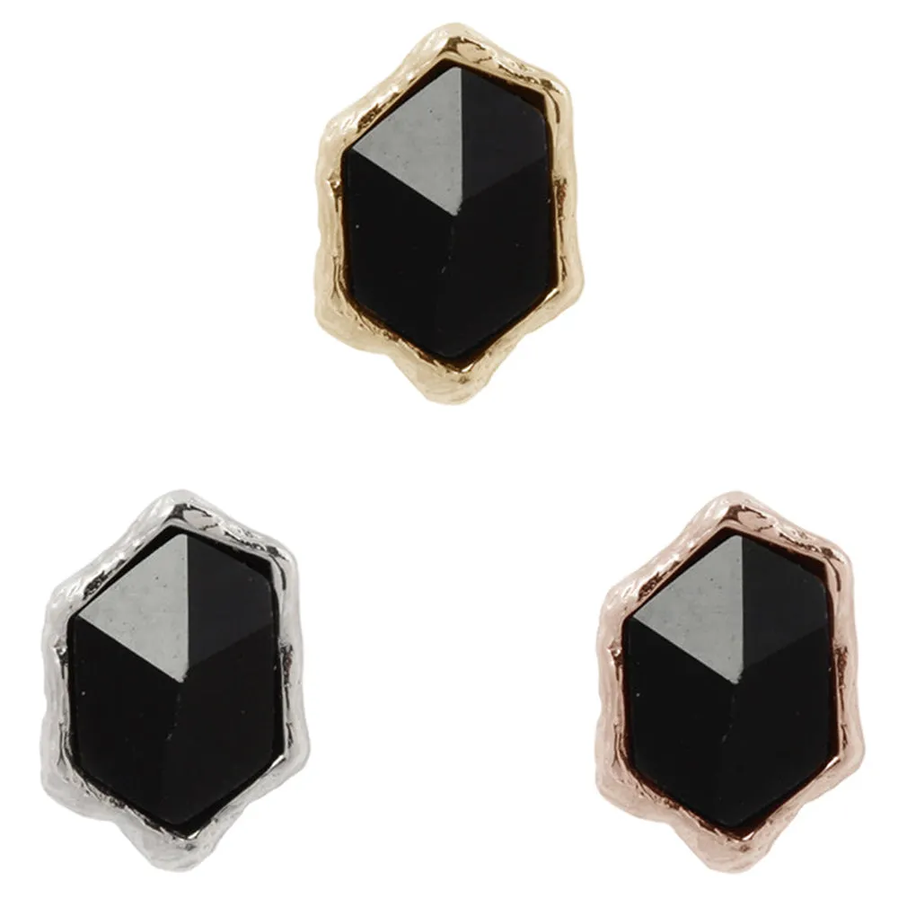 threadless Pump Up the Volume Gold Black Agate Earrings