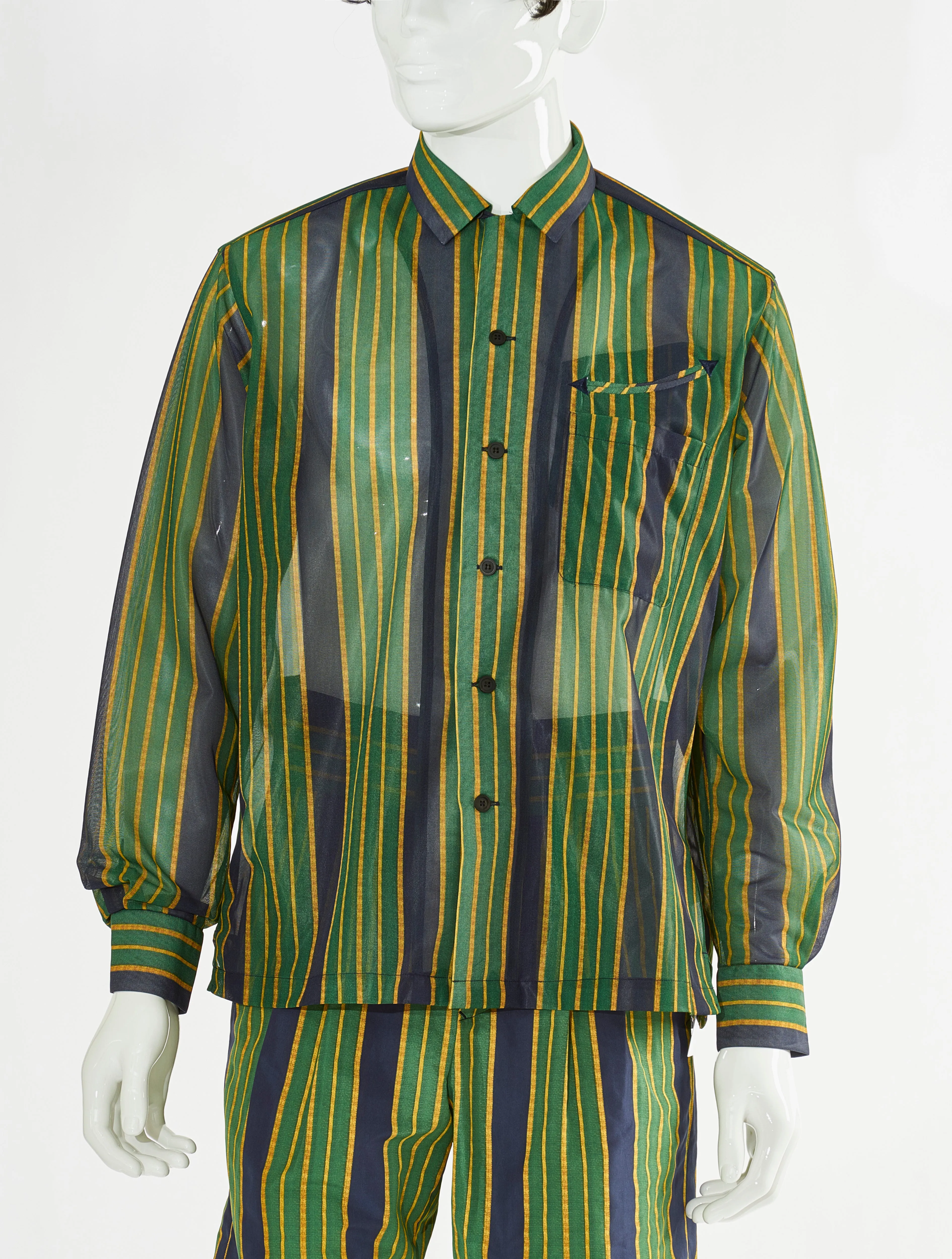 Toga Virilis Mesh Shirt with Green Print