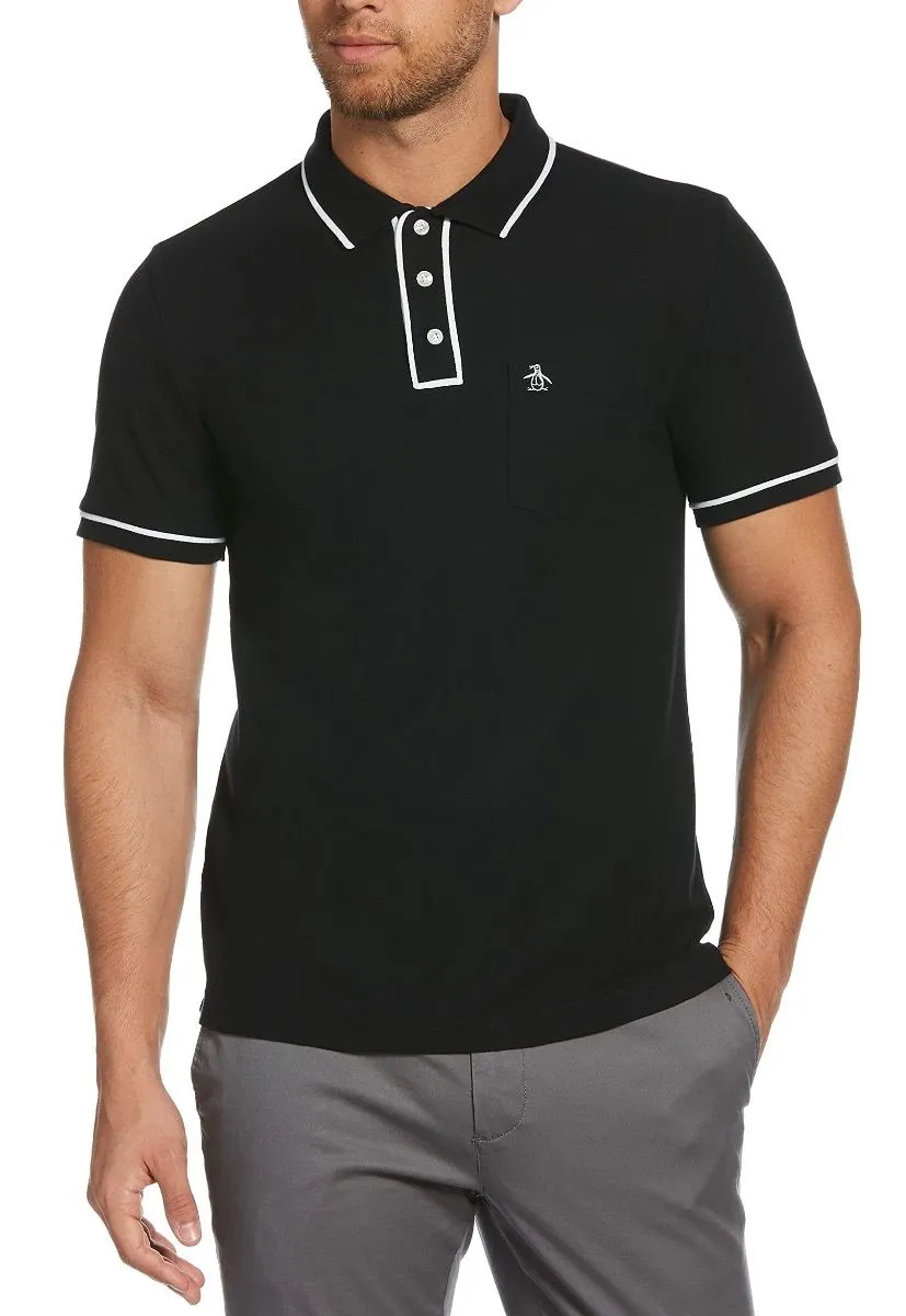 True Black Short Sleeve Polo Shirt by Original Penguin The Earl