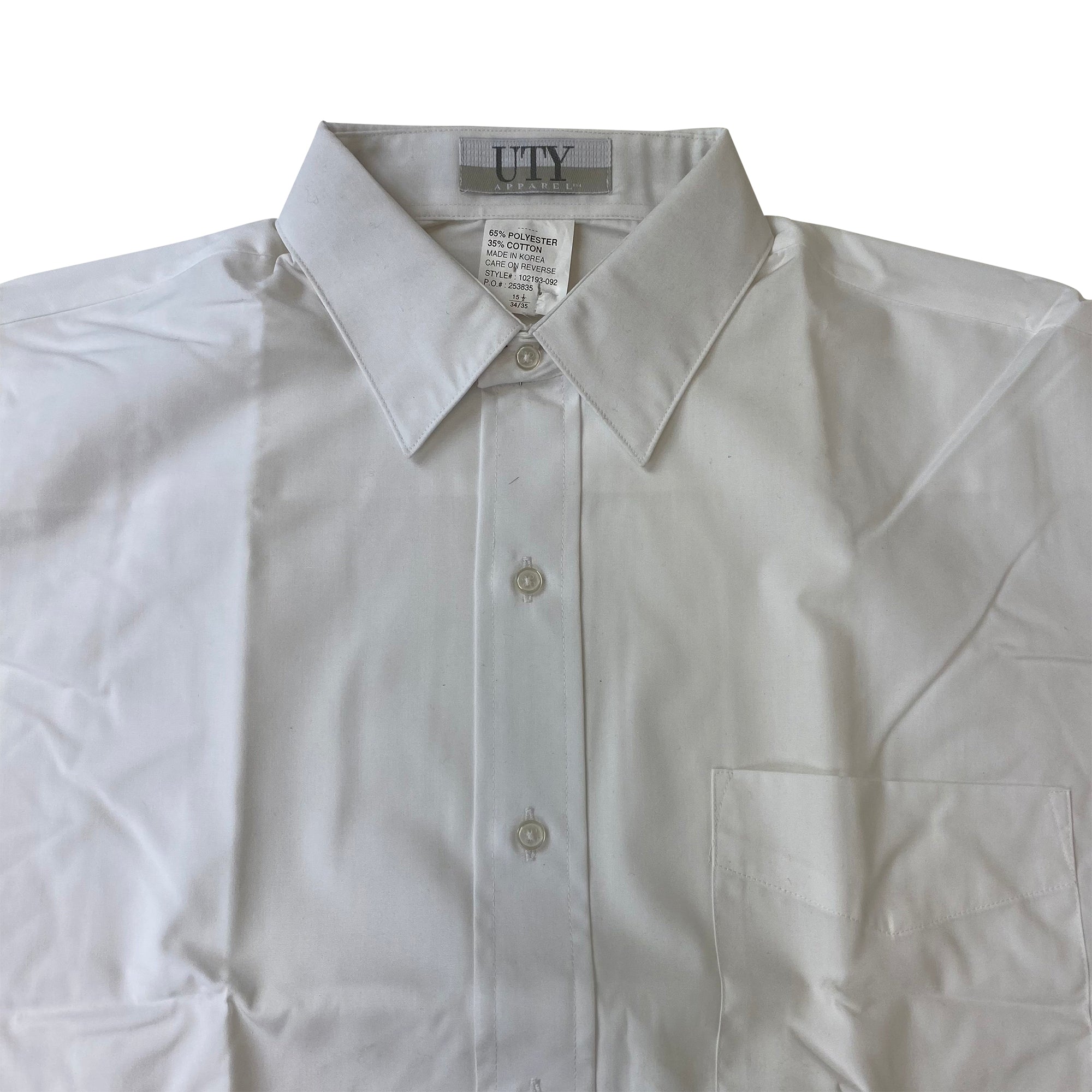 UTY White Polo Shirt - Men's Long Sleeve Button Down