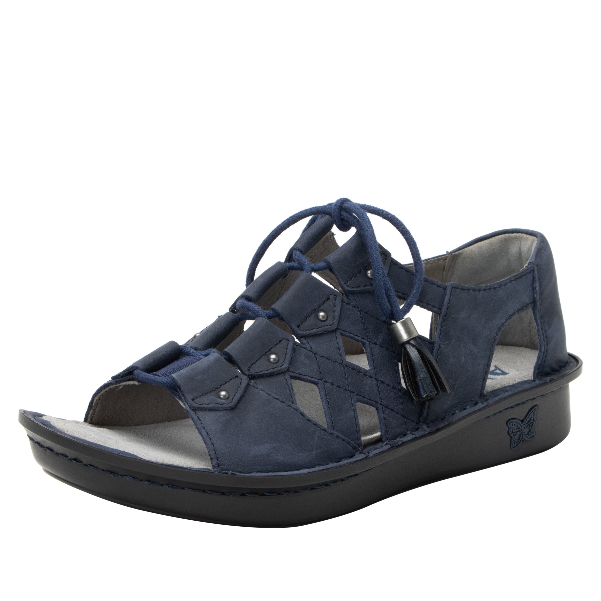 Valerie Navy Sandal - Oiled Finish.