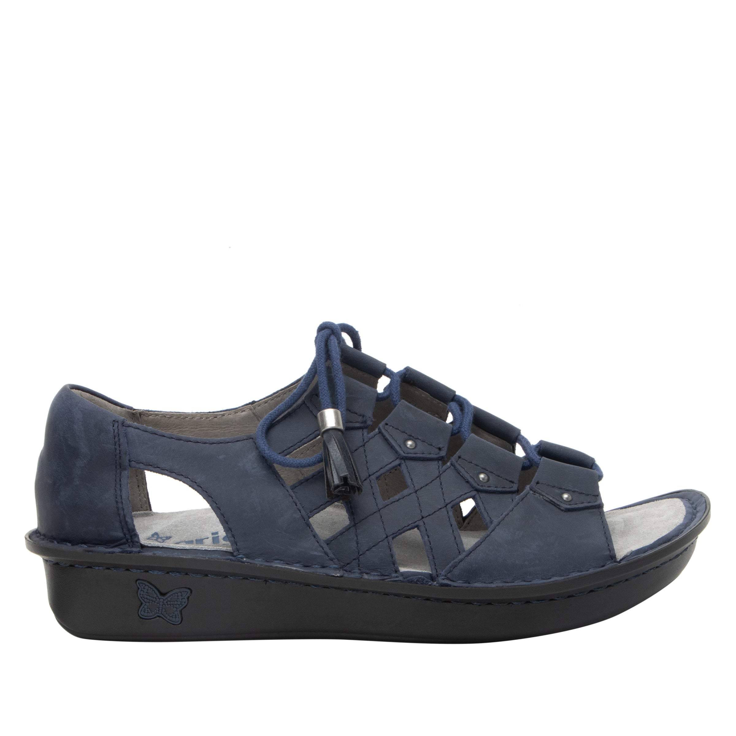 Valerie Navy Sandal - Oiled Finish.