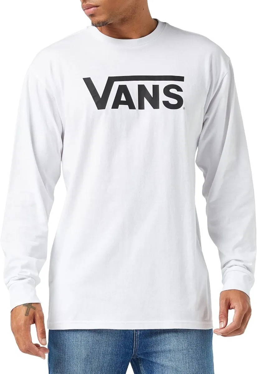 Classic VANS Crew Neck Long Sleeve Shirt in White and Black Colors