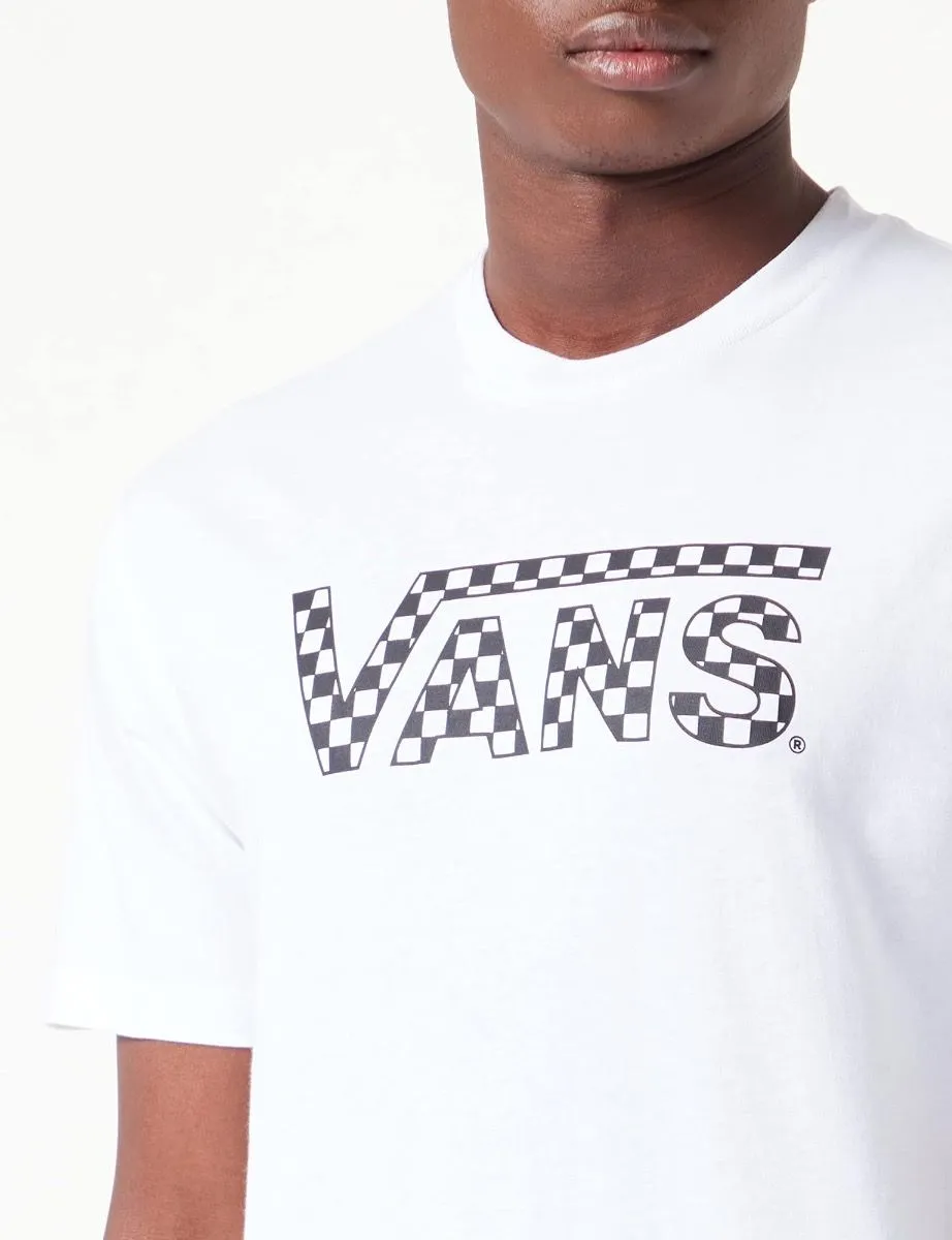 Vans Crew Neck T-Shirt with Checkered Logo in White and Black Colors