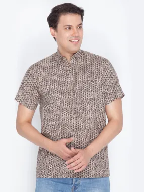 Men's Ethnic Brown Cotton Shirt from VASTRAMAY