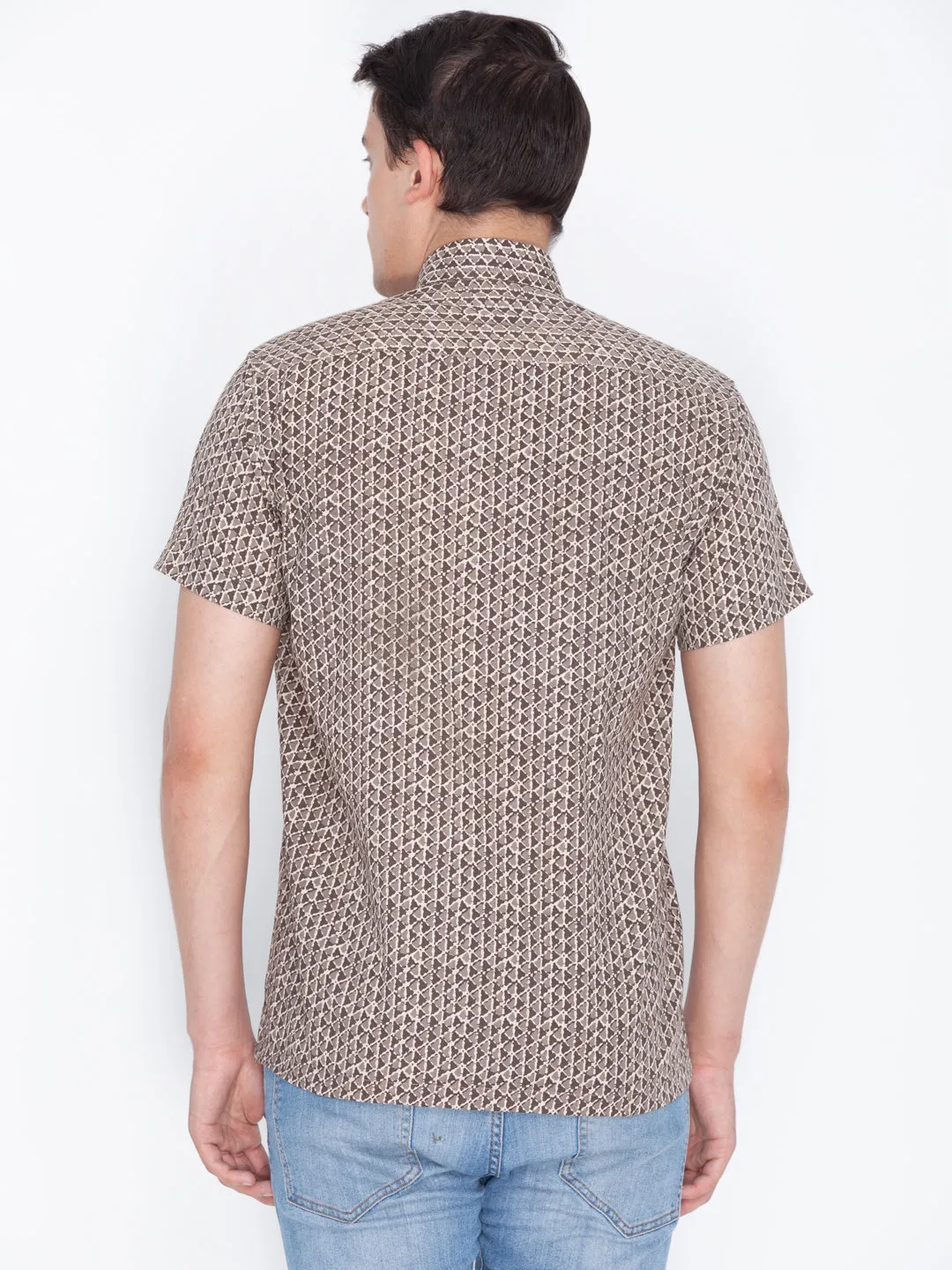 Men's Ethnic Brown Cotton Shirt from VASTRAMAY