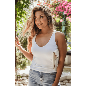 Veronica M White and Denim Tank Top V-Neck - Double Lined Jersey