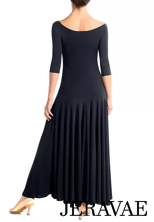 Victoria Blitz VICENZA Black Dance Dress with Sleeves and Ruched Front - XS-3XL Sizes - PRA 1006 in Stock