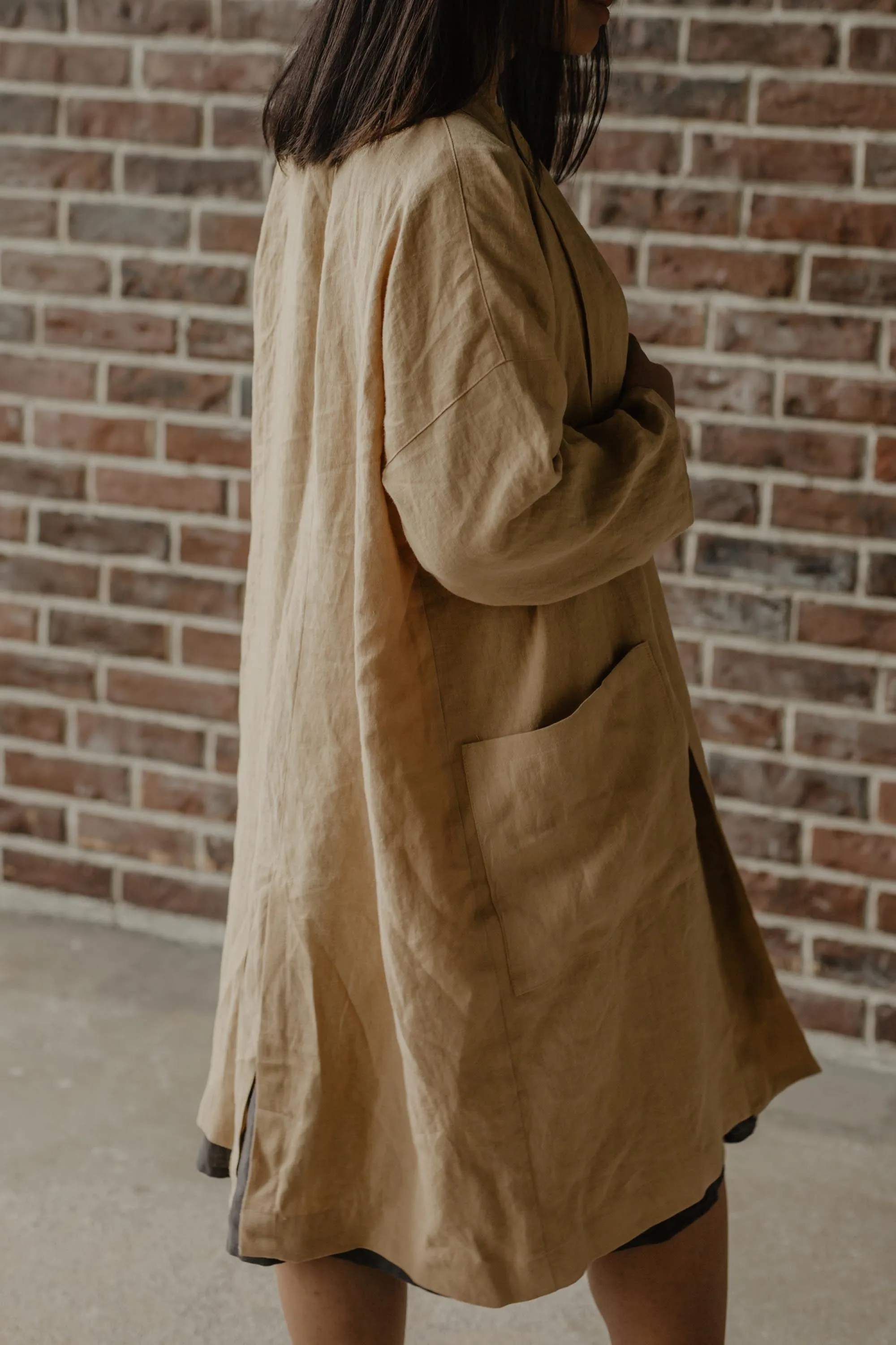 Vilnius Linen Mid-Length Coat