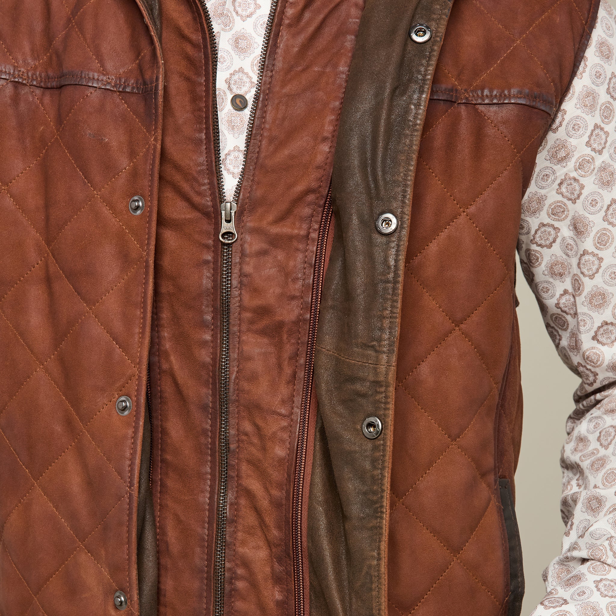 Waxed Suede Vest Bourbon