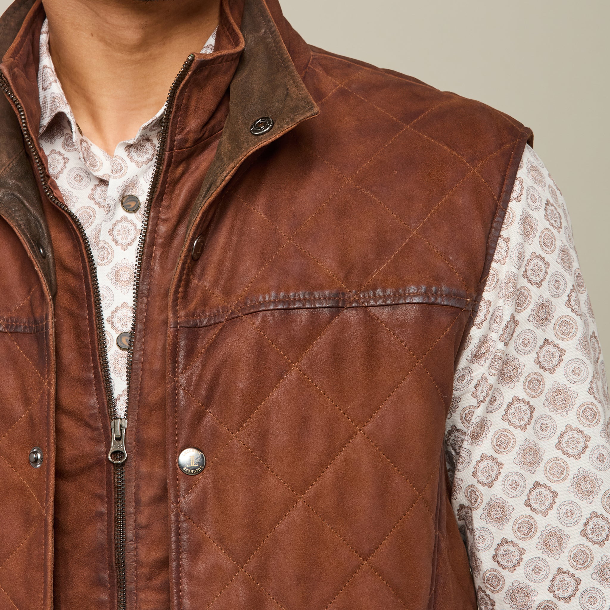 Waxed Suede Vest Bourbon