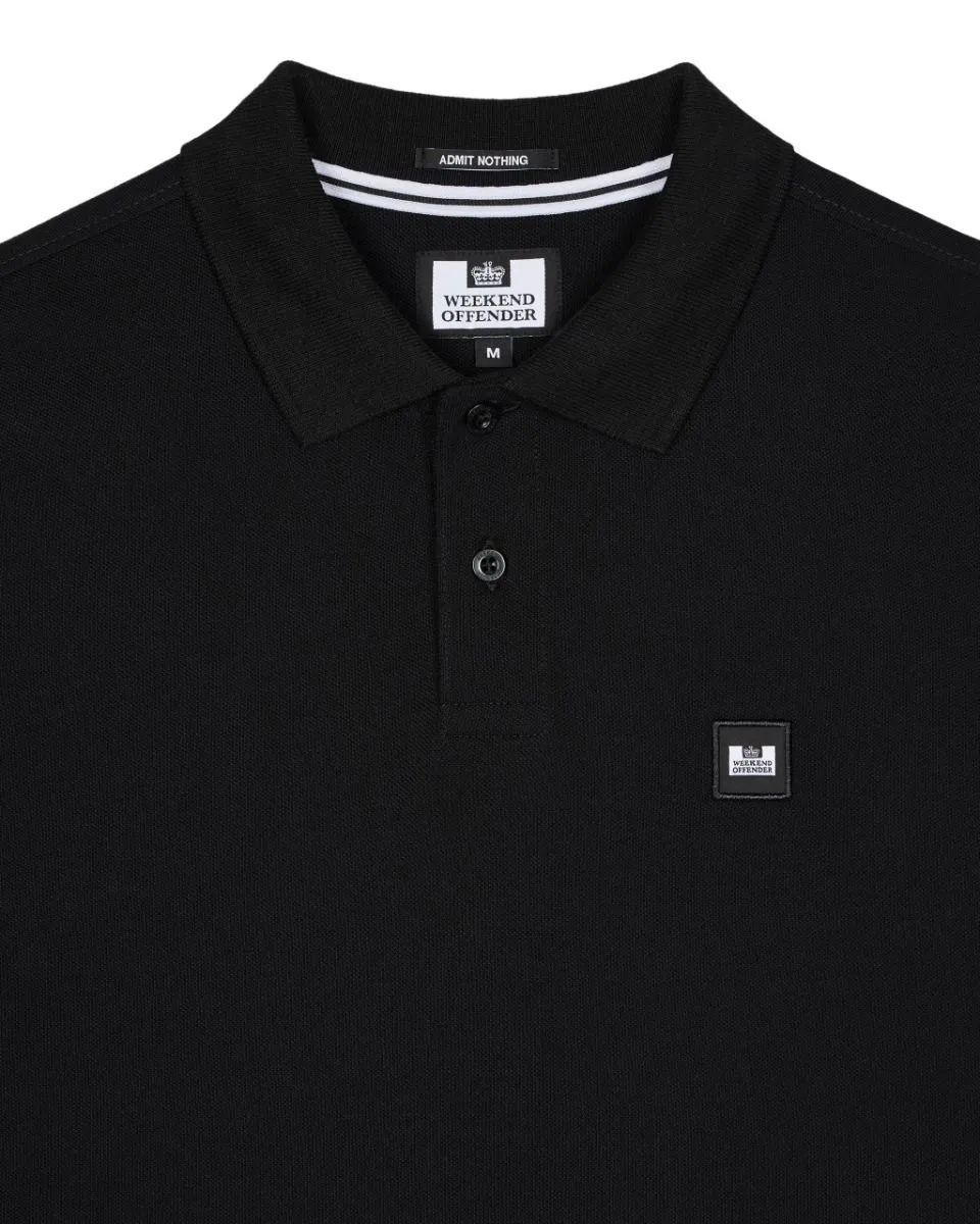 Weekend Offender Black Dice Long Sleeve Polo Shirt