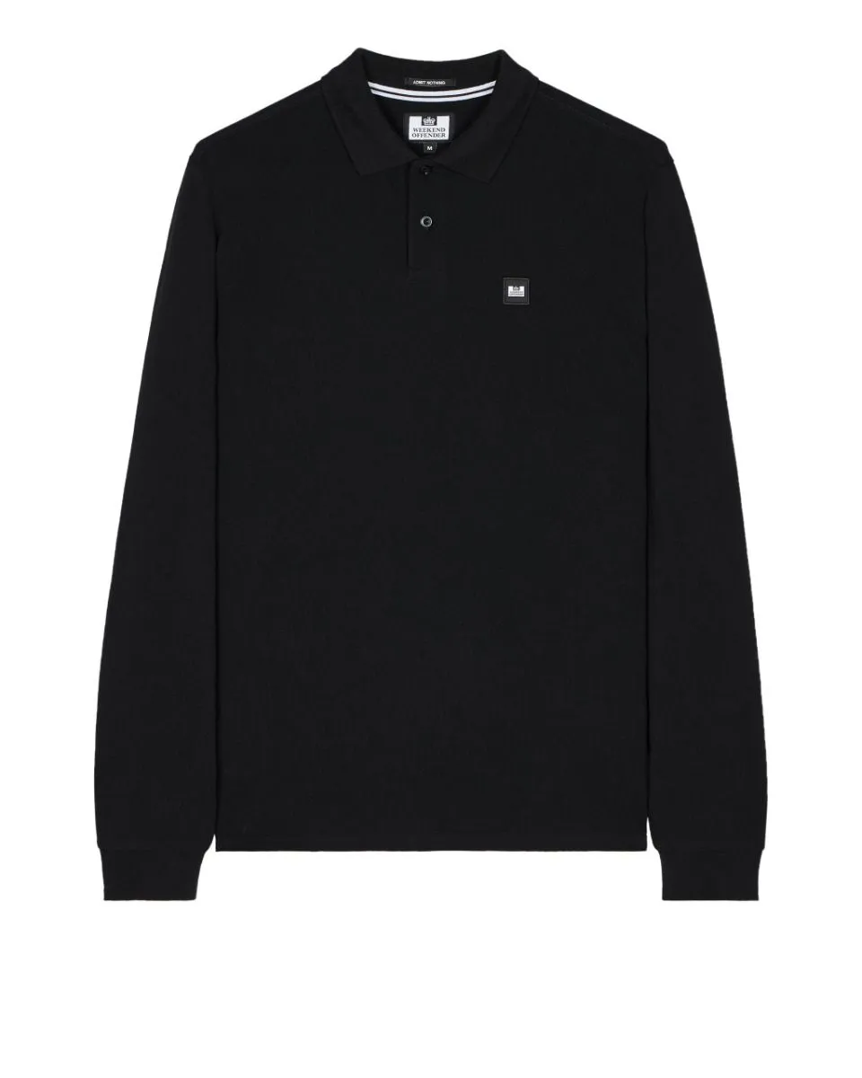 Weekend Offender Black Dice Long Sleeve Polo Shirt