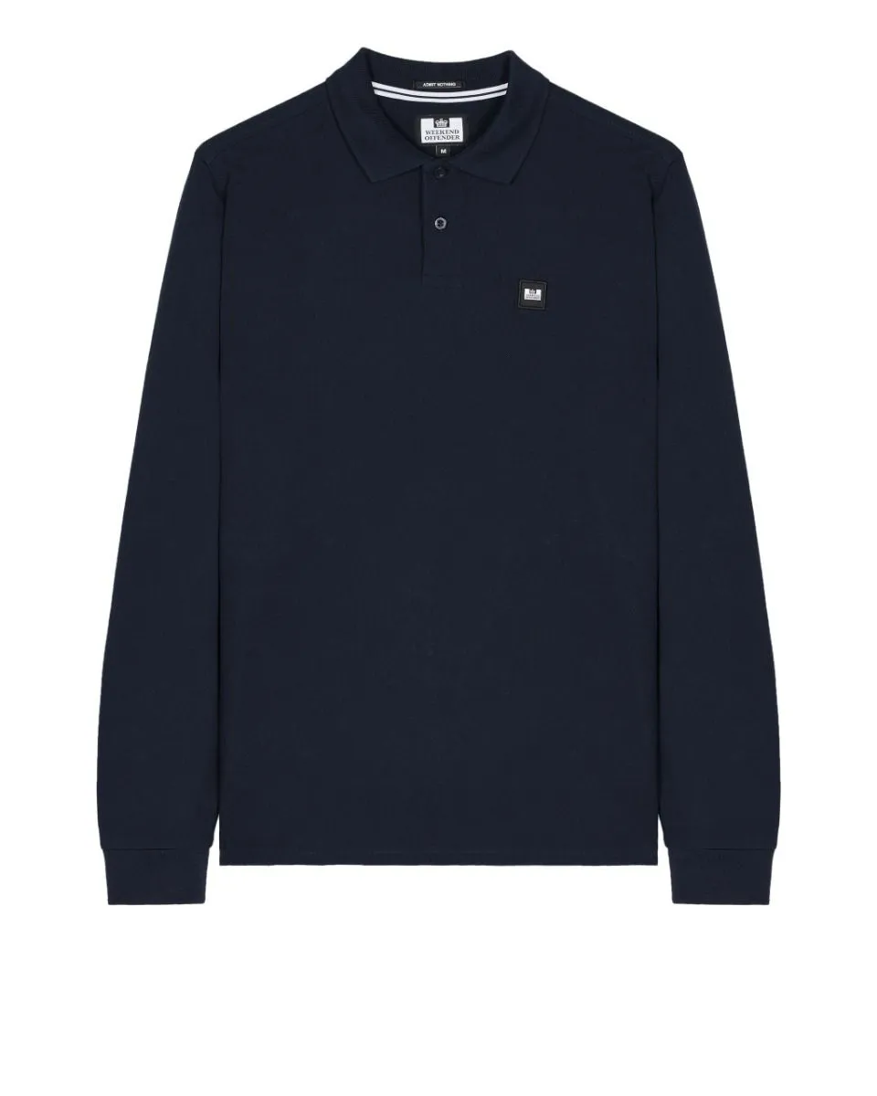 Weekend Warrior Dice Long Sleeve Polo Tee Navy Blue