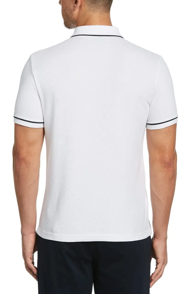 White and Dark Sapphire Short Sleeve Polo Shirt by Original Penguin The Earl