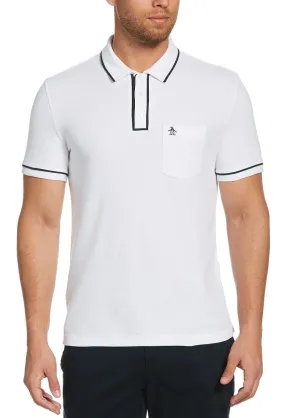 White and Dark Sapphire Short Sleeve Polo Shirt by Original Penguin The Earl