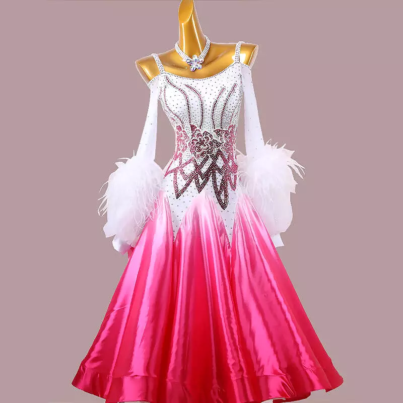 White and Pink Ballroom Dress MD1270