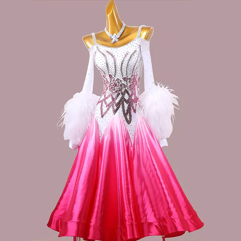 White and Pink Ballroom Dress MD1270