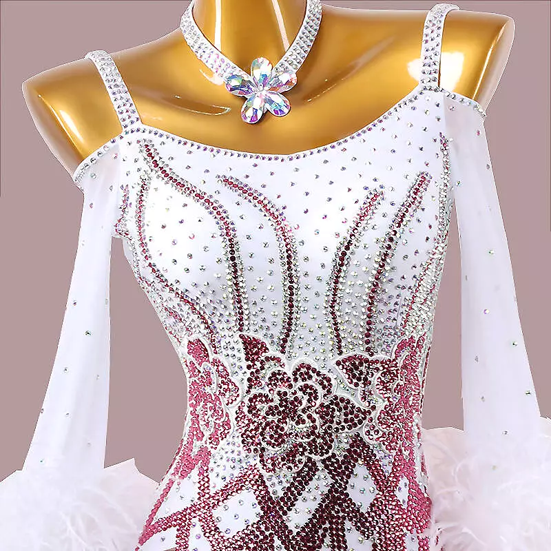 White and Pink Ballroom Dress MD1270