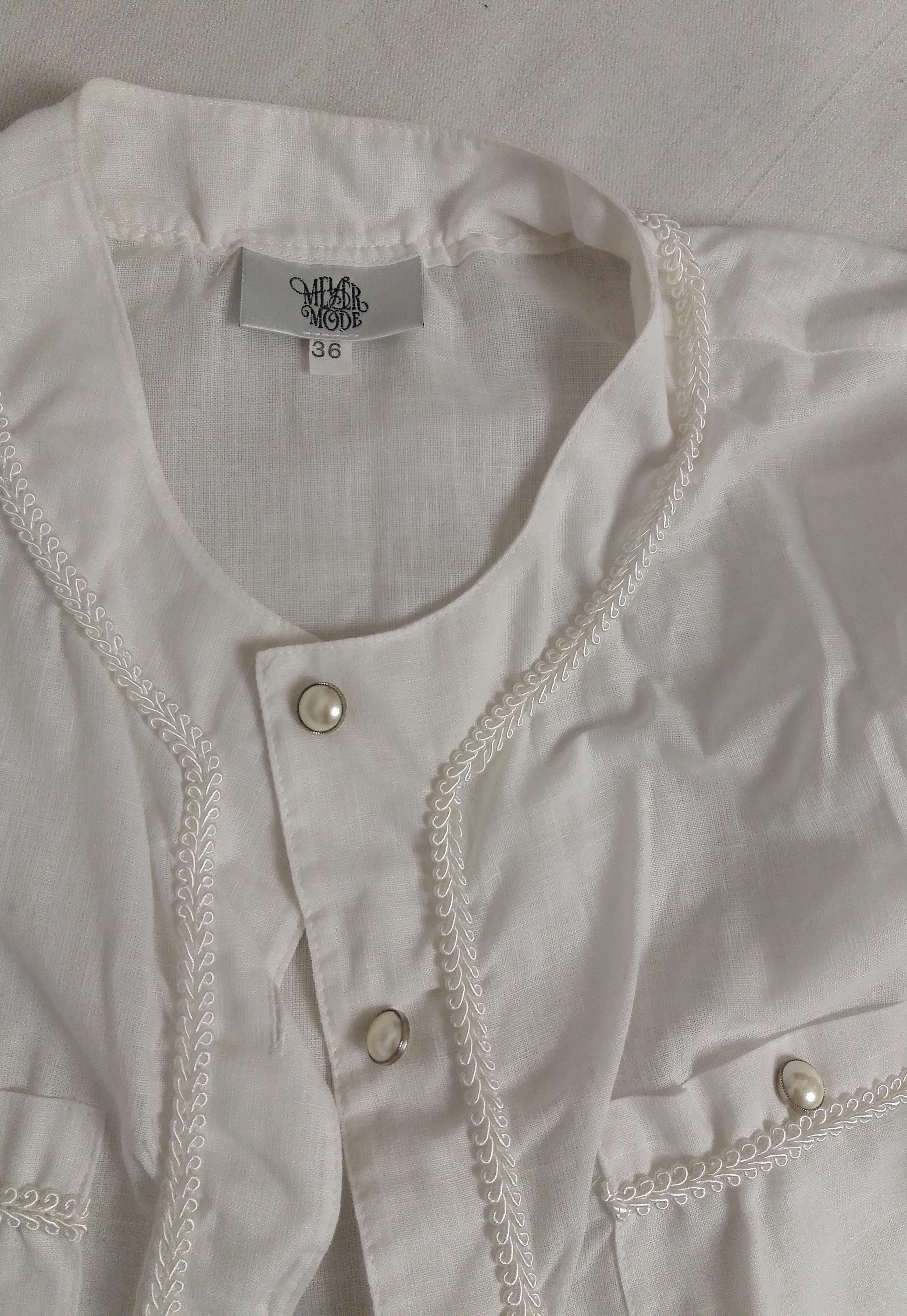 White Blouse with Pearl Buttons