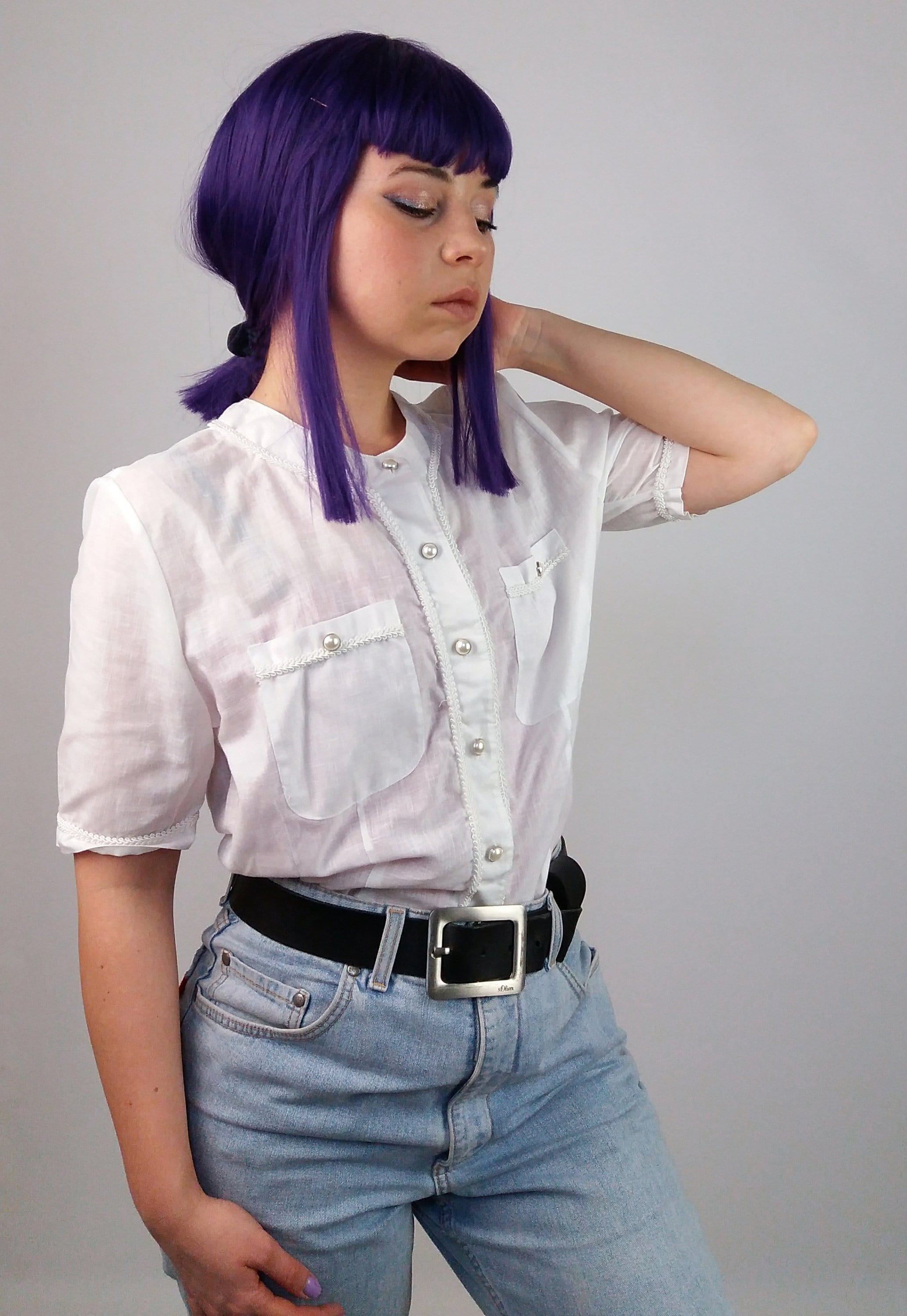 White Blouse with Pearl Buttons