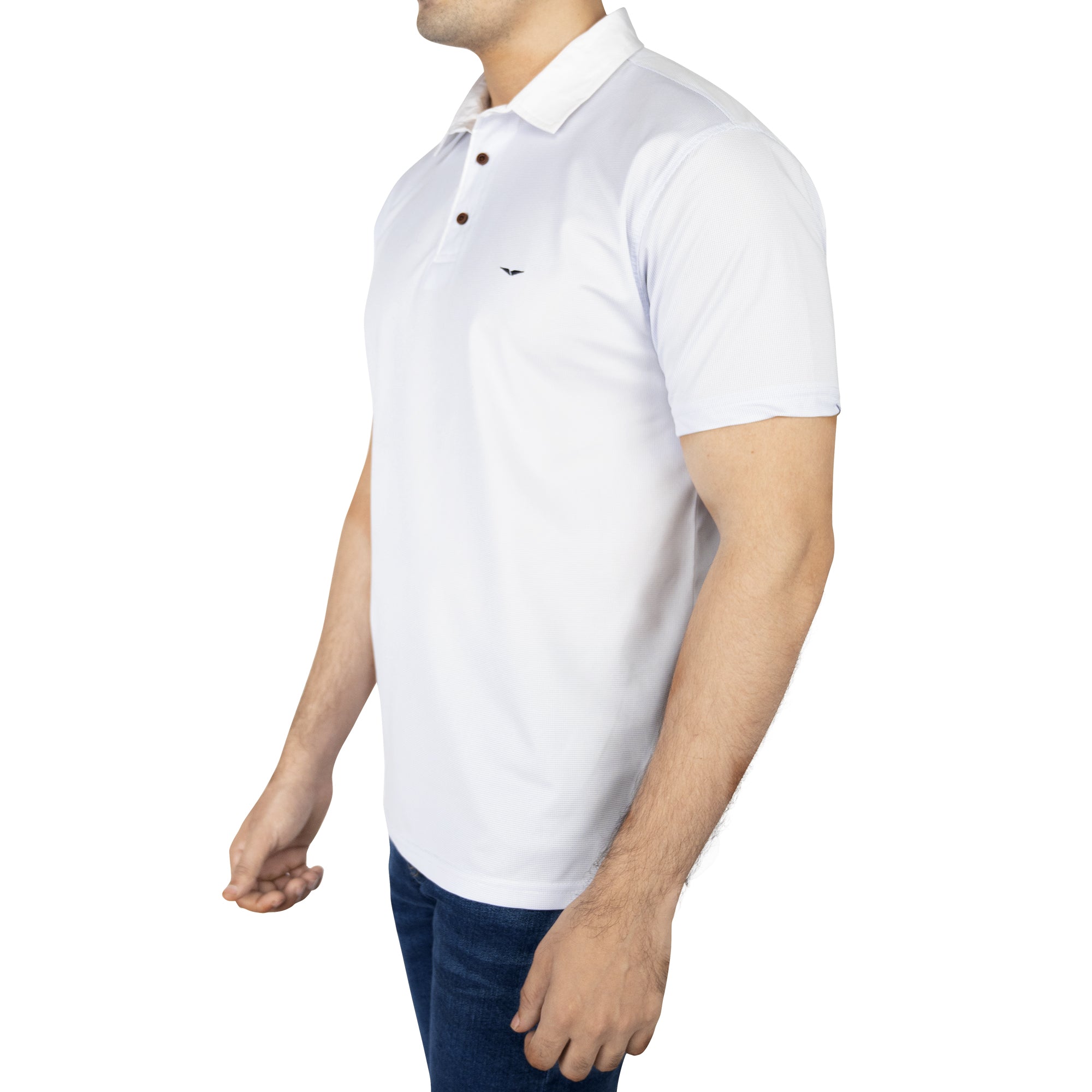 White Blue Polo Shirt with Classic Collar