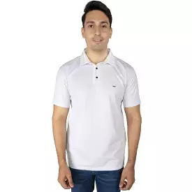 White Blue Polo Shirt with Classic Collar