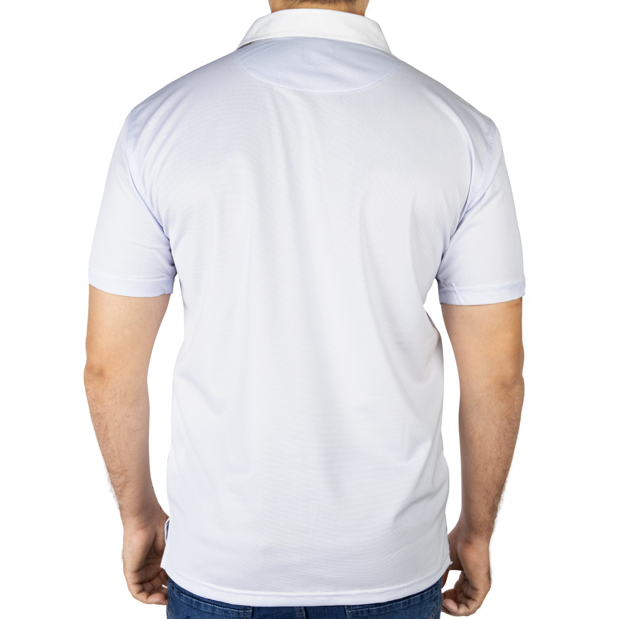 White Blue Polo Shirt with Classic Collar