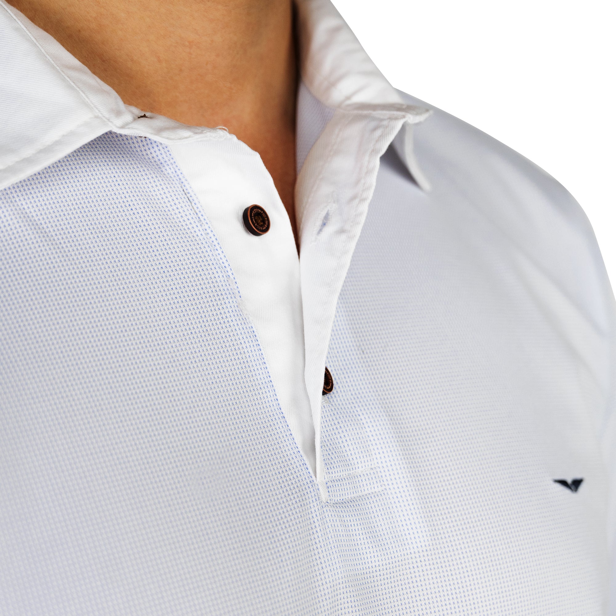 White Blue Polo Shirt with Classic Collar