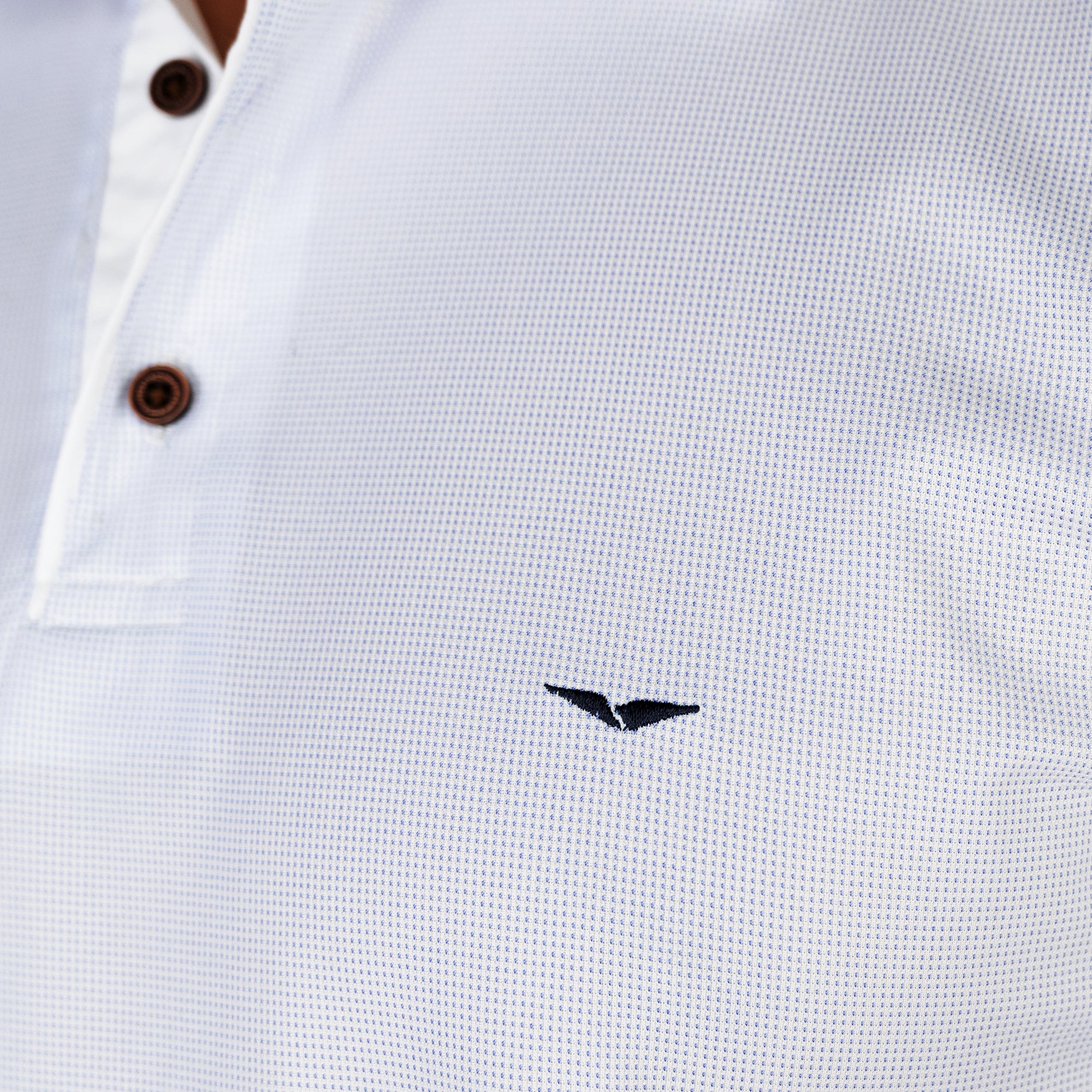 White Blue Polo Shirt with Classic Collar