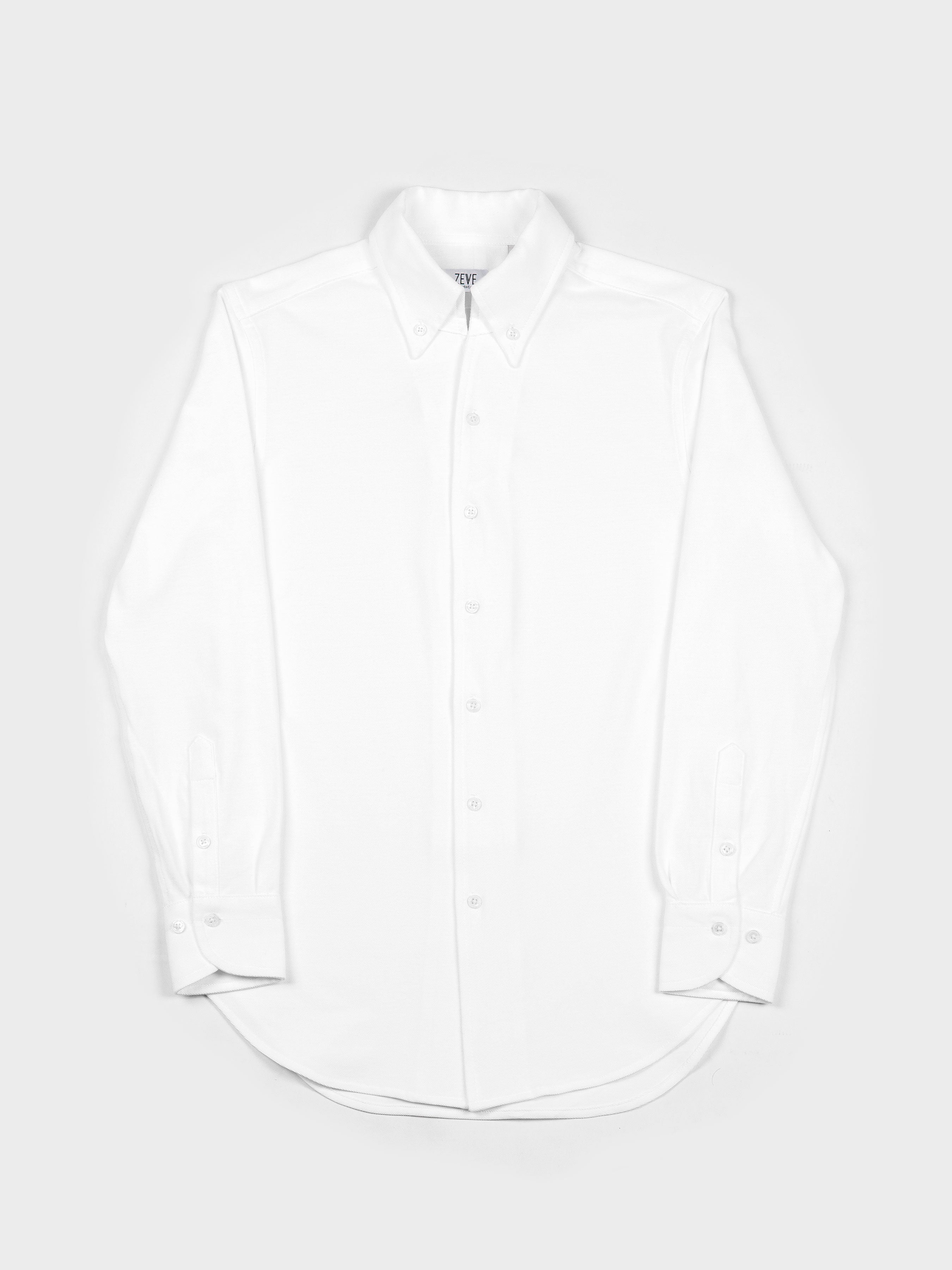 White Button Down Long Sleeve Polo Shirt.