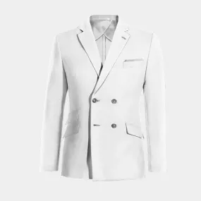 White linen unlined double-breasted blazer.