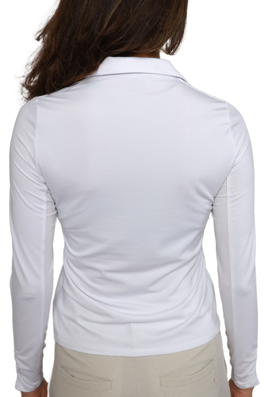 White Long Sleeve Lisa Sport Polo Shirt