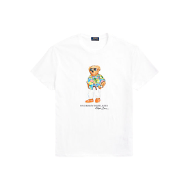 White Polo Ralph Lauren Classic Fit Polo Bear Jersey T-Shirt