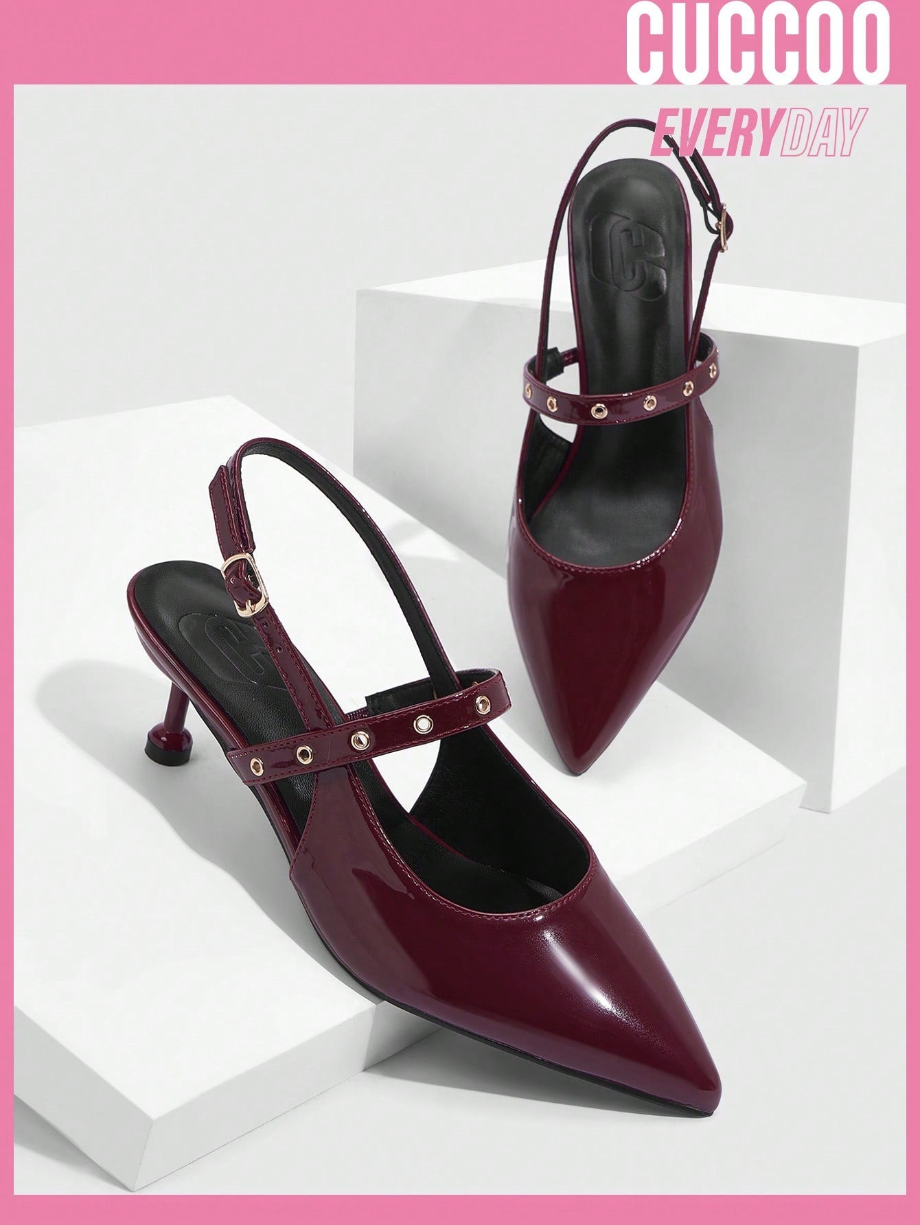 Wine Red Kitten Heel Pumps for Spring and Summer, Stylish Women's Shoes