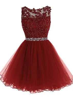 Wine Red Tulle Homecoming Dresses, Short Prom Dresses, Party Dresses - Best Prom Dress Options