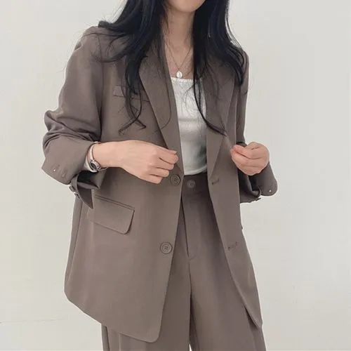 Women's Blazer Long Sleeve Blazers Button Formal Streetwear Solid Color