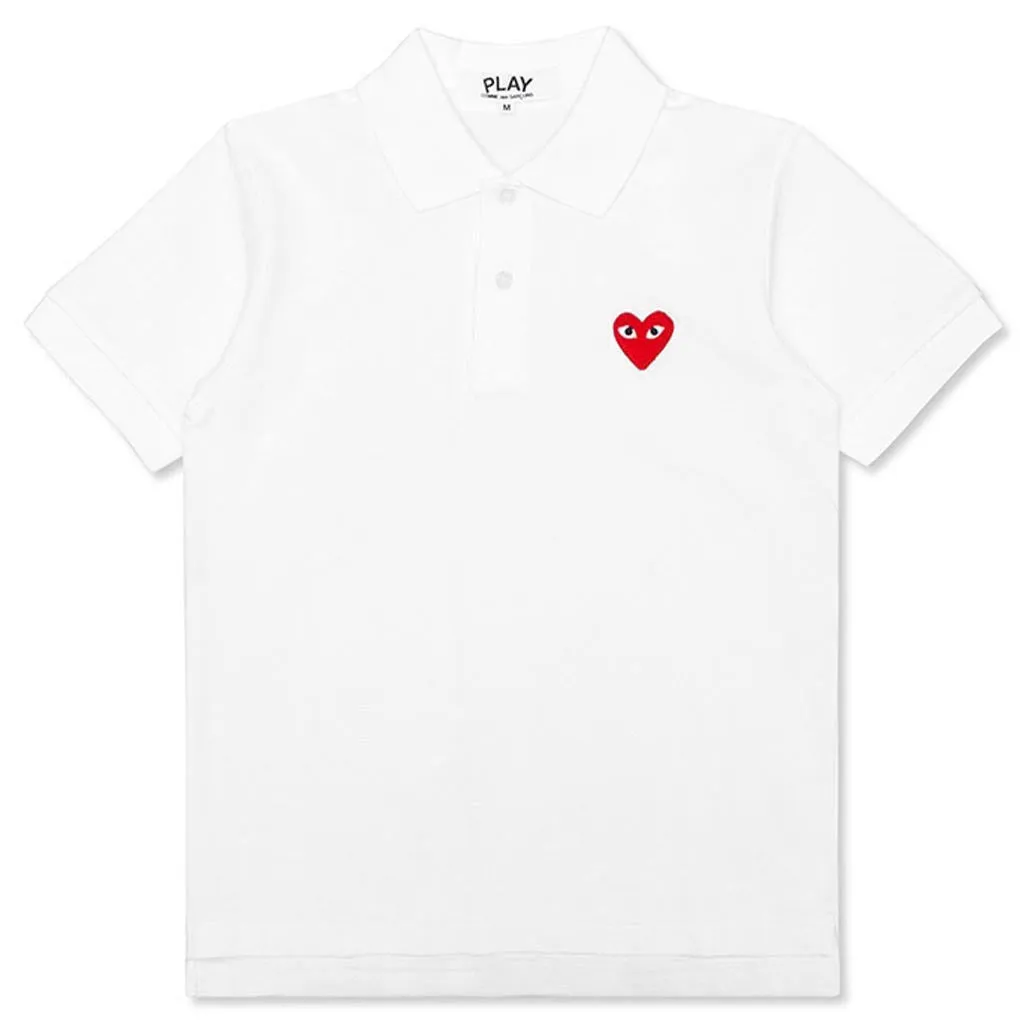 Red Heart Polo Shirt for Women in White