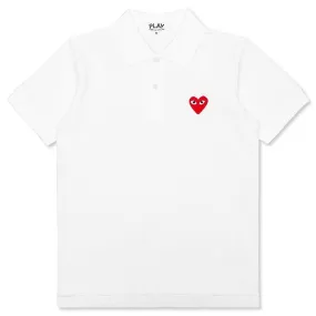 Red Heart Polo Shirt for Women in White