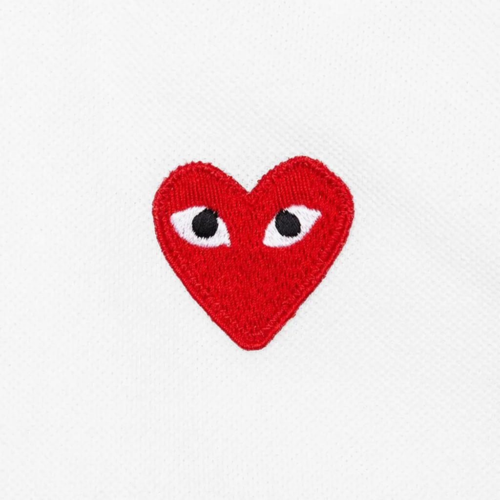 Red Heart Polo Shirt for Women in White