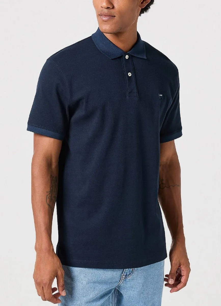 Wrangler Black Iris Tipped Short Sleeve Polo Shirt